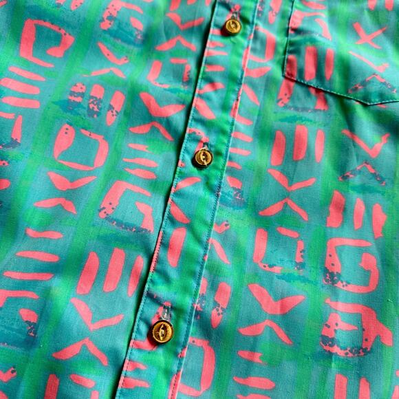 THE NUTTER CHUBBIES 80's Colorful Pattern Short Sleeve Button Down Shirt Men's S - Picture 3 of 5